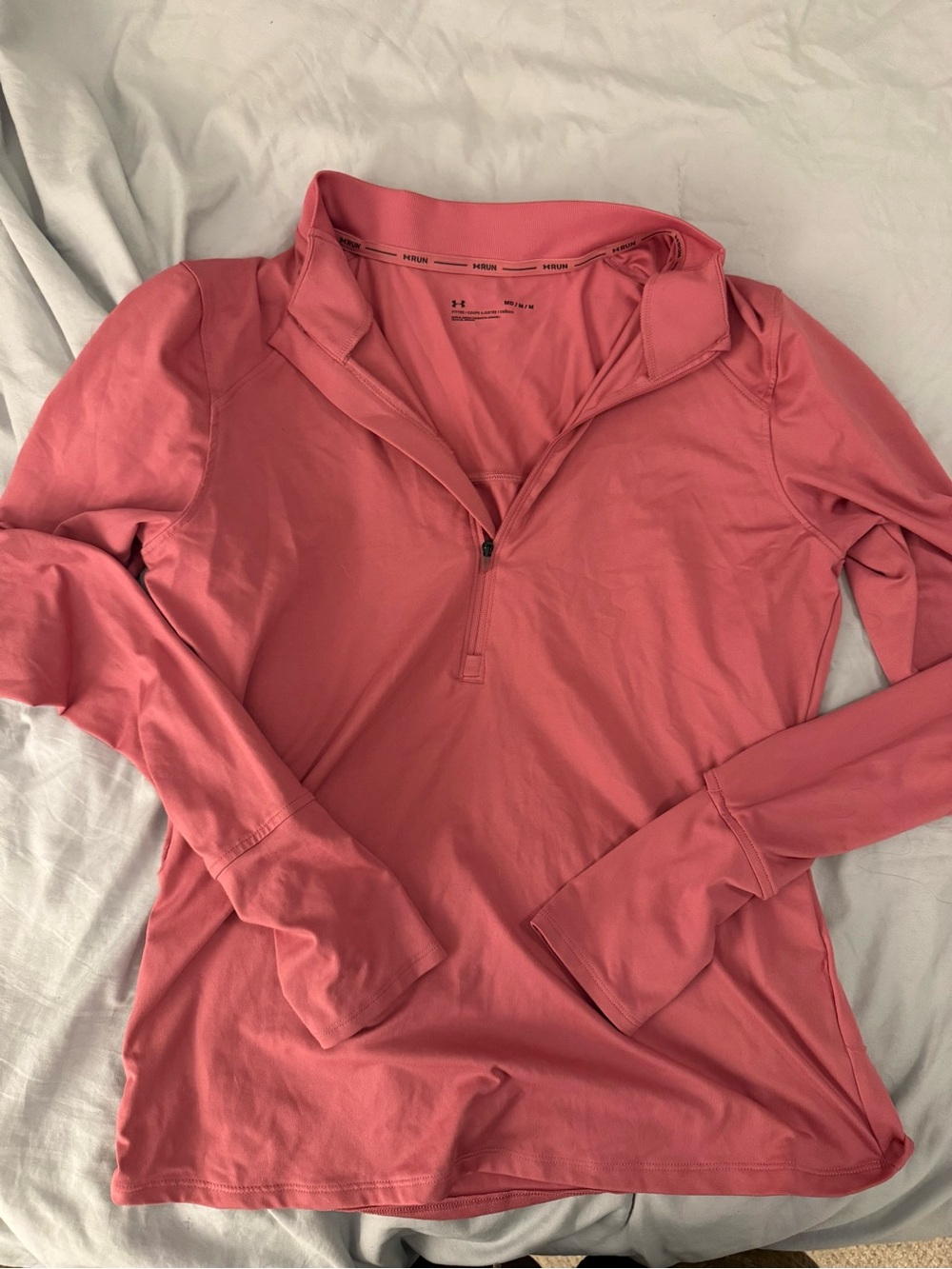Under Armour Run Coral Pink Quarter-Zip Long Sleeve Pullover